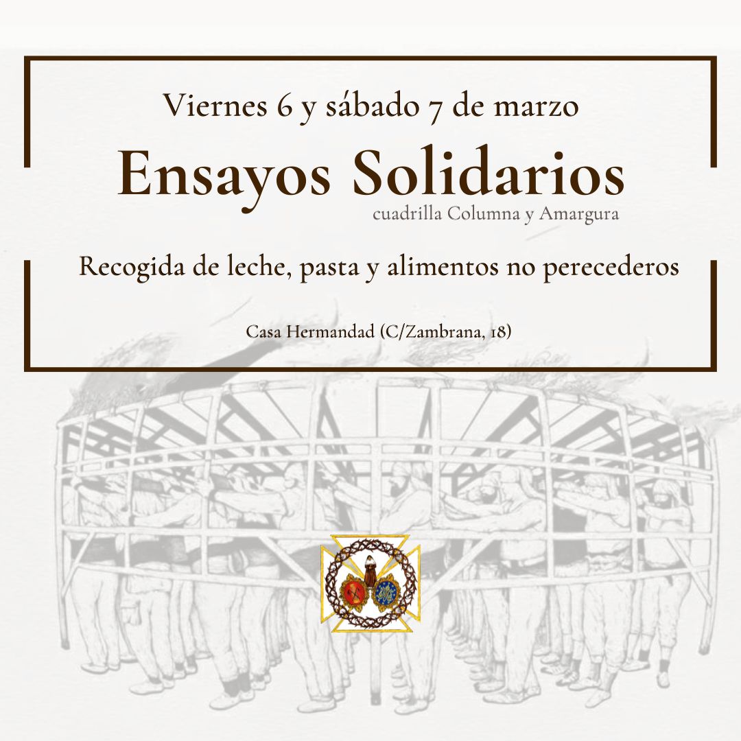 📢 ENSAYO SOLIDARIO – RECOGIDA DE LECHE Y ALIMENTOS NO PERECEDEROS 📢

Estimados hermanos,

Desde la Vocalía de Caridad, y siguiendo el ejemplo de servicio y entrega de nuestra titular, Santa Ángela de la Cruz,