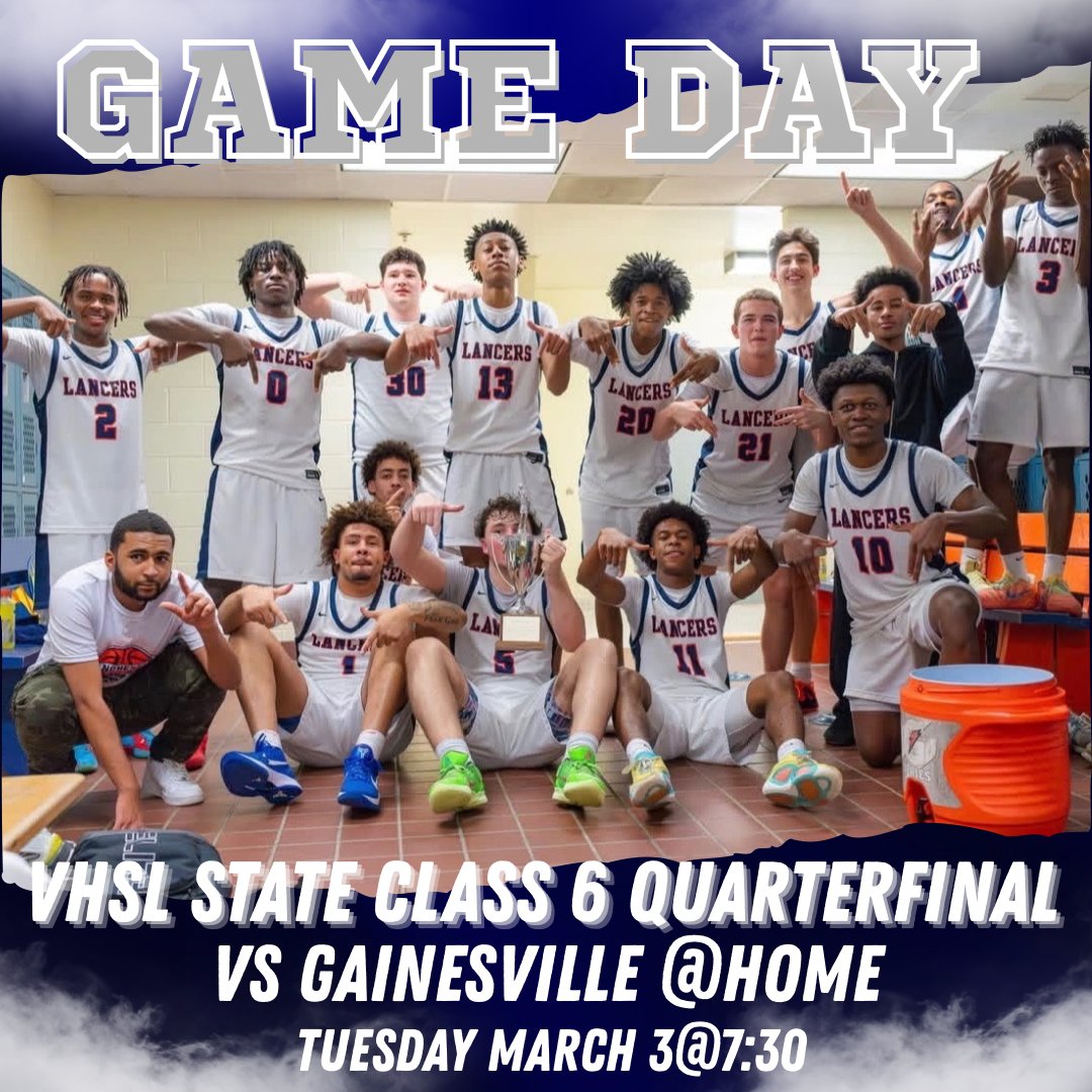 MHSLancerBBall's tweet photo. 🏀GAME DAY!!!🏀

Tickets available at: https://t.co/LiGImuRxBR

One ticket will get you in for both the girls and the boys State Quarterfinal Game at Manchester!! https://t.co/RWhH0CS6zQ