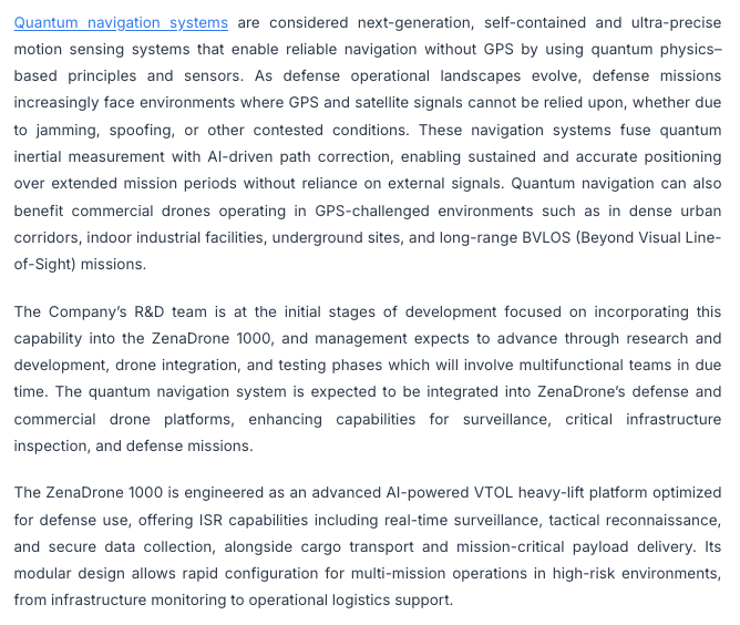 og_tigress's tweet image. $ZENA #advertisement

ZENA recently announced that they initiated a defense-focused Quantum Navigation System for GPS-Denied Drone Operations at the end of last month. This will give them the upper hand in zones where the ZenaDrone 1000 is operated and used in defense