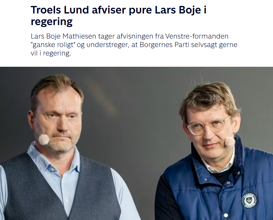 oresundsbaron's tweet photo. Troels Lund afviser en regering med @LBMathiesen og @Borgernesparti 

Han vil til gengæld ikke afvise en regering med Mette Frederiksen og @Spolitik 

Bare lige hvis nogen havde brug for en påmindelse om hvorvidt Troels Lund og @venstredk er mere røde end de er blå. https://t.co/PTFHwUDqrk