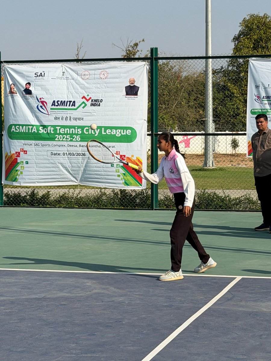 AsmitaLeague's tweet photo. The ASMITA Soft Tennis City League 2025–26 was successfully conducted at SAG Sports Complex, Deesa, Banaskantha, Gujarat, marking another significant step towards empowering women through sports. 🎾✨

#ASMITA #KheloIndia #WomenInSports #SoftTennis #CityLeague #SportsForAll https://t.co/SndHlAiidU