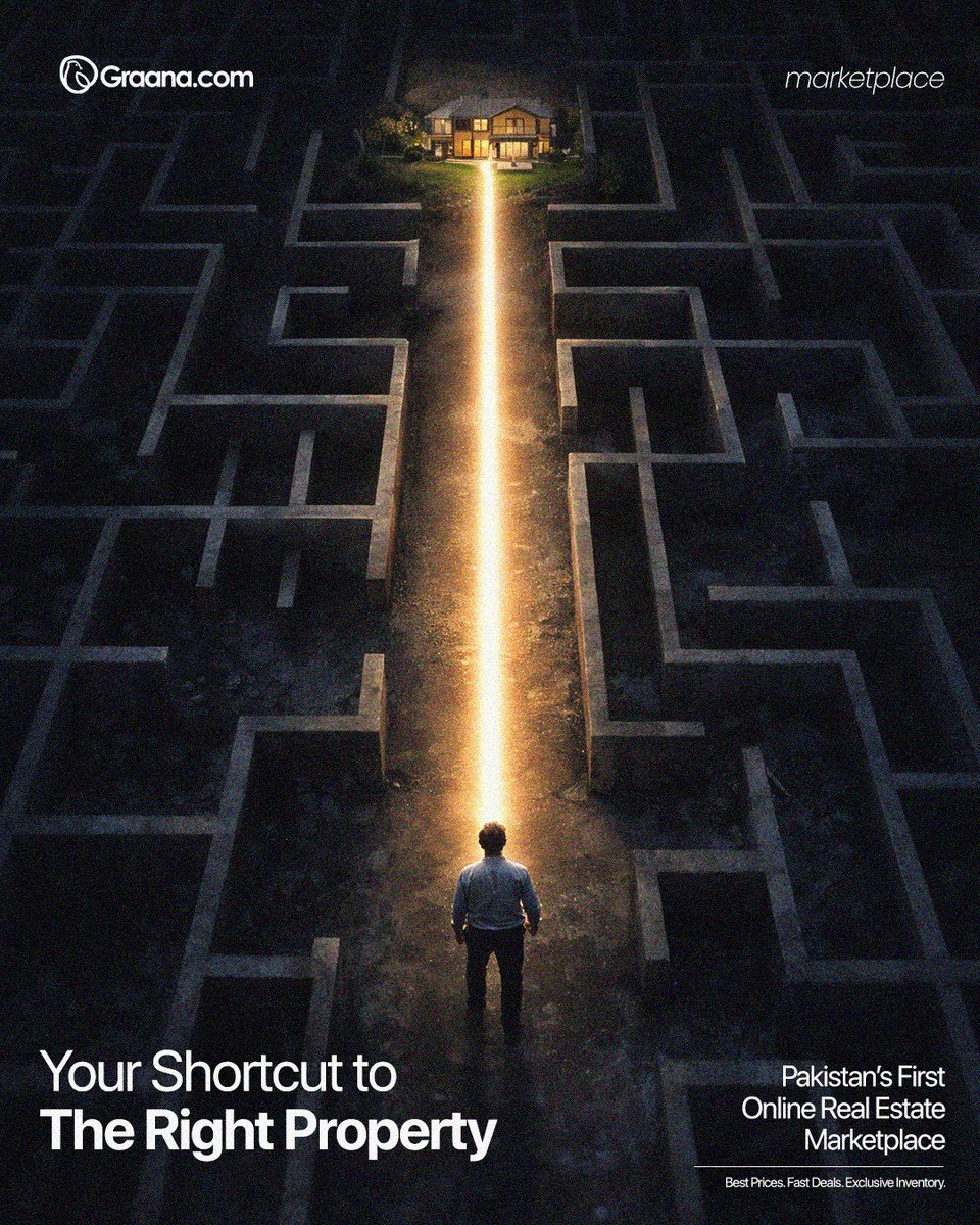 GraanaCom's tweet photo. Finding the right property shouldn’t feel like solving a maze.

With Graana Marketplace, you skip the confusion and head straight to listings that match your needs. Verified options, clear details, and smart filters help you move forward with confidence.

Take the direct route to your next address.