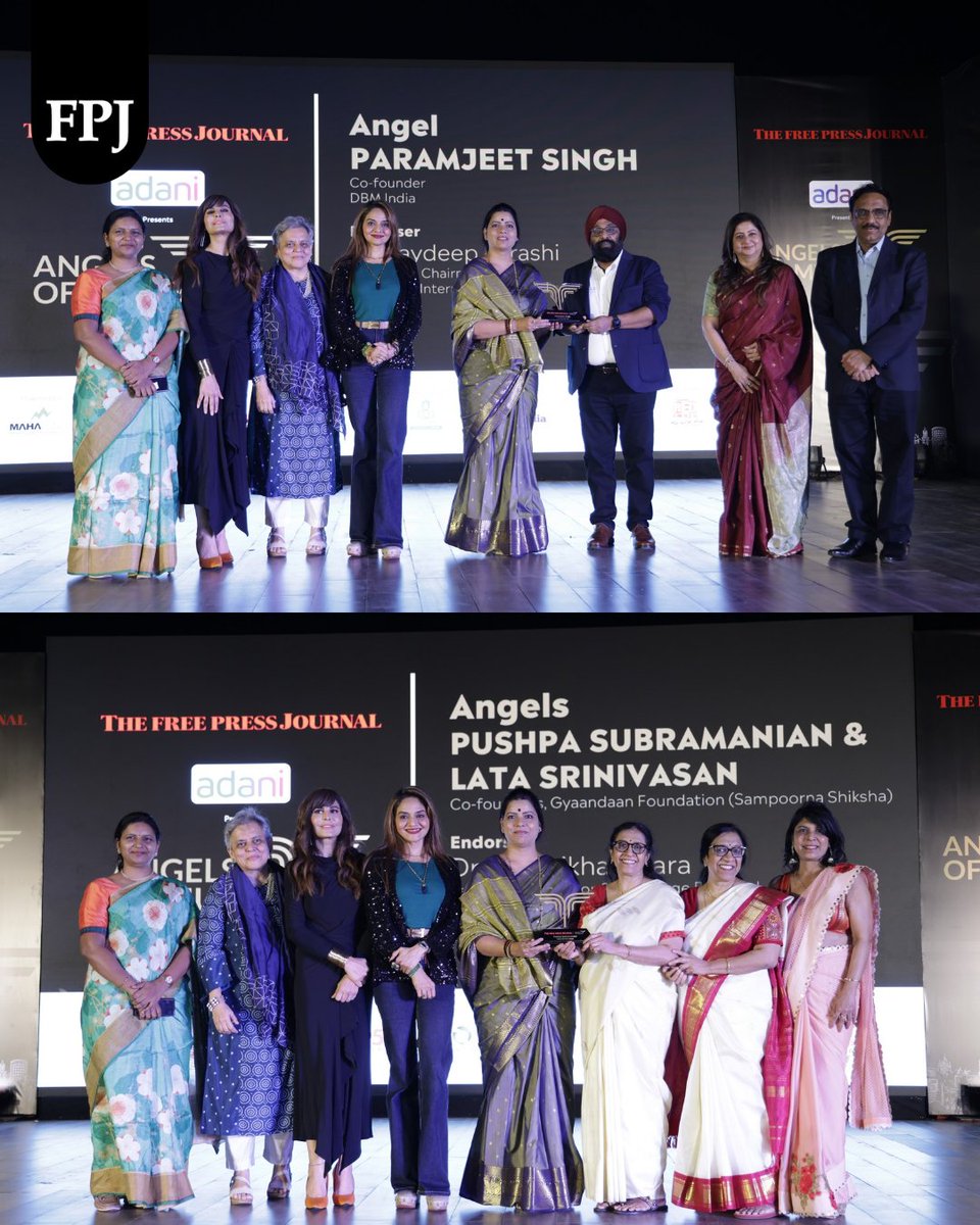 fpjindia's tweet photo. The Free Press Journal's #AngelsOfMumbai Season 2025 felicitated 11 changemakers who have been transforming #Mumbai’s social landscape.

Here are the winners: Gargi Mashruwala, Director, St. Jude India Child Care Centres; Padma Shri Fr. Joseph Pereira, founder, Kripa Foundation; Aman Sharma, Co-founder, Training and Educational Centre for Hearing Impaired (TEACH); Dr Tatyana Dias, Founder & CEO, Veruschka Foundation; Pushpa Subramanian and Lata Srinivasan, Co-founders, Gyaandaan Foundation (Sampoorna Shiksha); Hutokshi Rustomfram, Founder-Trustee, Save Rani Bagh Botanical Garden Foundation; Dr Eric Borges, Chairperson, Sukoon Nilaya Palliative Care Centre & King George V Memorial Trust; Kedar Sohoni, Founder, Green Communities Foundation; Rashmi Misra, Founder-President, VIDYA; Sheetal Agarwal, Founder & Director, Clownselors Foundation; and Paramjeet Singh, Co-founder, DBM India.

@frjoepereira @VeruschkaFdn @bluewhale_waves @sampoornashik @Vidya_India @iyerkavi @7_Poojapatel @clownselors @DBMission @TheChahatt @TawdeRitu @nishjamvwal @madhoo69