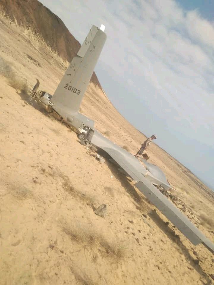 Spafe_10's tweet photo. US MQ-9 Reaper drone shot down  over Al-Maraqasha heights of Yemen’s southern Abyan province.
@alpha_defense @ConflictXtweets @TheLegateIN 
#IranIsraelWar #Iran #Dubai https://t.co/9KG89fmwdt