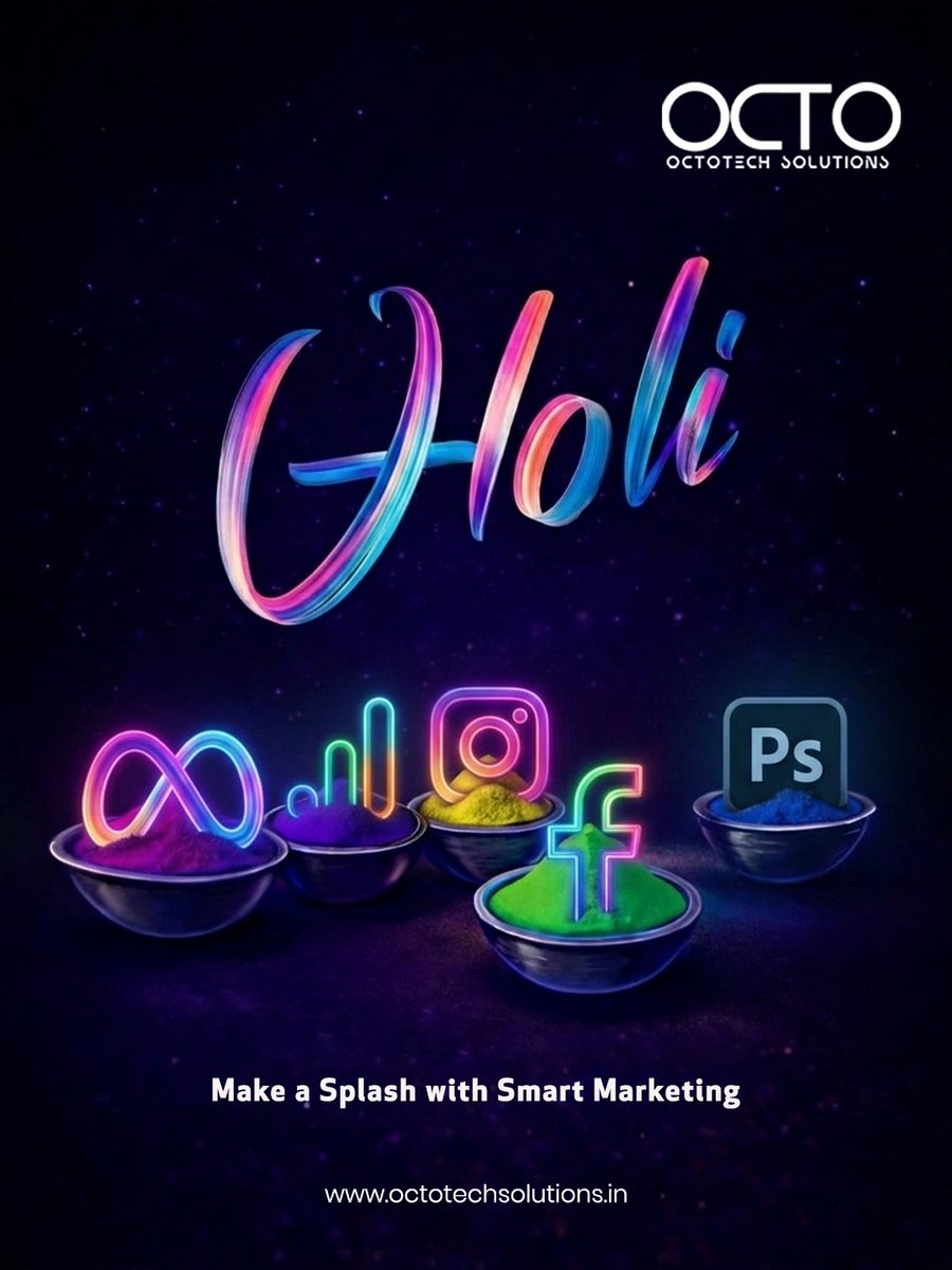 octotechso83045's tweet image. This Holi, let your brand burst with colour and creativity. 
Make a splash with smart marketing, bold ideas, and strategies that truly shine.
Turn every click into a celebration!
Happy Holi...

🌐 octotechsolutions.in
📞 +91 90619 33344

#HappyHoli #MakeASplash #SmartMarketing