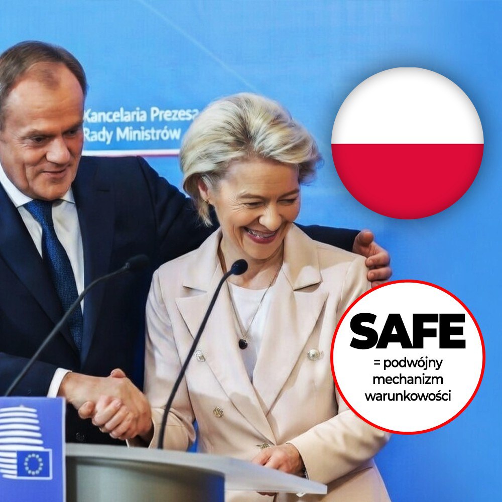 Proszę o nagłaśnianie, bo rząd i jego media wprost okłamują ludzi❗ Okazuje się, że pożyczka SAFE zawiera... PODWÓJNY mechanizm warunkowości❗

Tusk i Bruksela chcą nam zawiązać podwójną pętlę na szyi! To co, bierzemy? Jak zauważył <a href="/jerzKwasniewski/">Jerzy Kwaśniewski</a> 👇
1️⃣ Polski rząd musi dwa razy