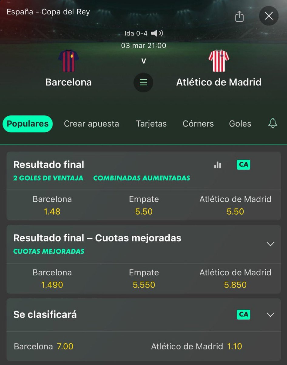 ¿A qué la apostamos a este partido? Veo poco valor #CopaDelRey #AtleticoMadrid #FCBarcelona