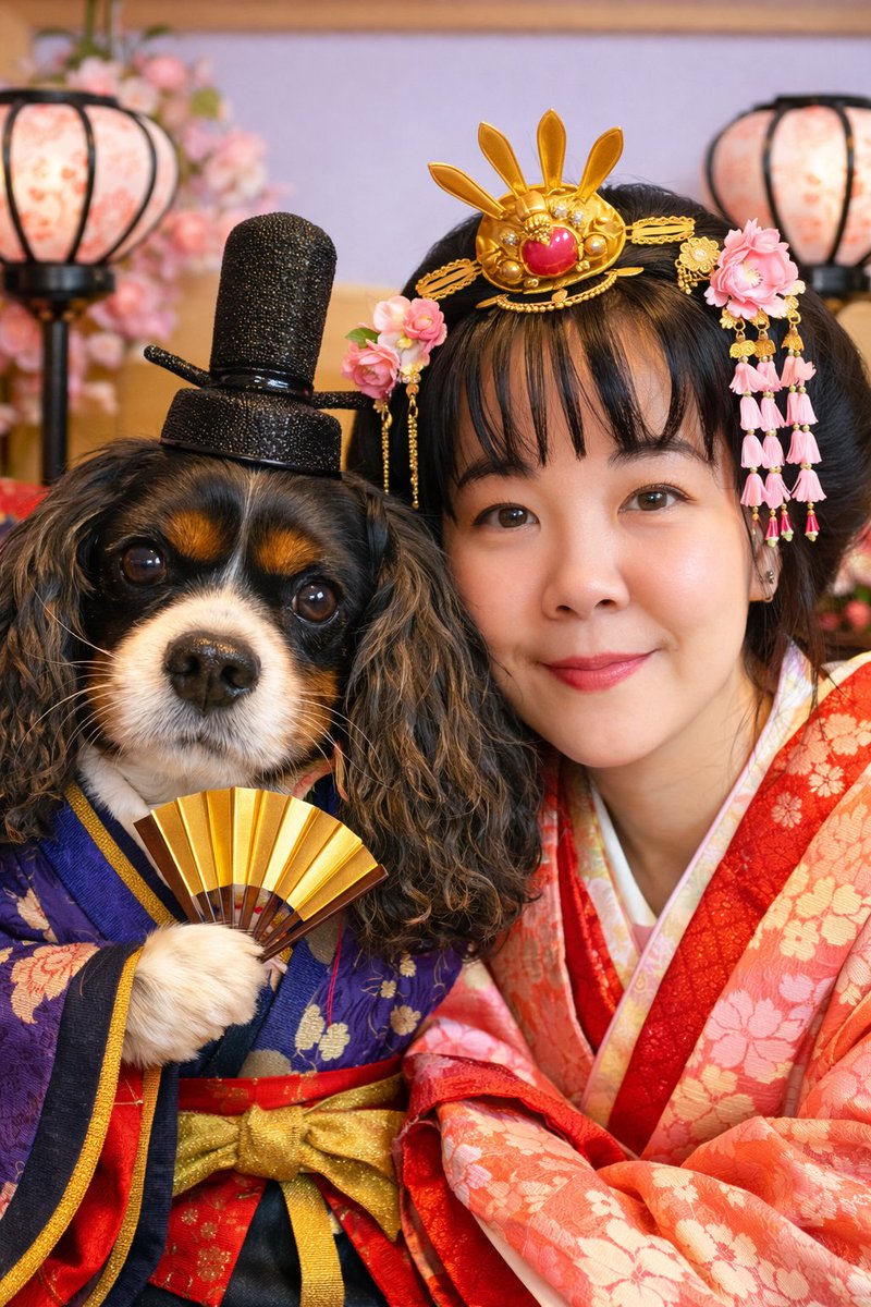 curl_kun's tweet photo. ひな祭り🎎
もはや飼い主の原型が無いくらい若返ってるから、もうこのまま載せる！😂
🐶: その通りでおじゃる〜 https://t.co/rP3Zba5J7r