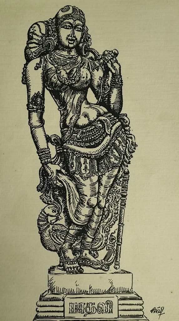 Madhavi: line sketch by #artistsilpi