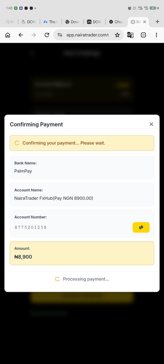 Rockylhe1's tweet photo. @naira_trader Good afternoon 
Pls I made payment for 200k account and the payment was successful from my end but it's showing null if I check my dashboard https://t.co/H3hW2edcwq
