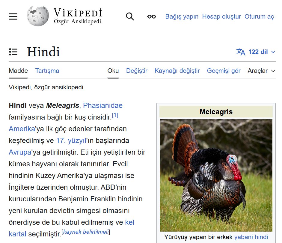 Today I learned: the Turkish word for "turkey" (the bird) is "hindi".