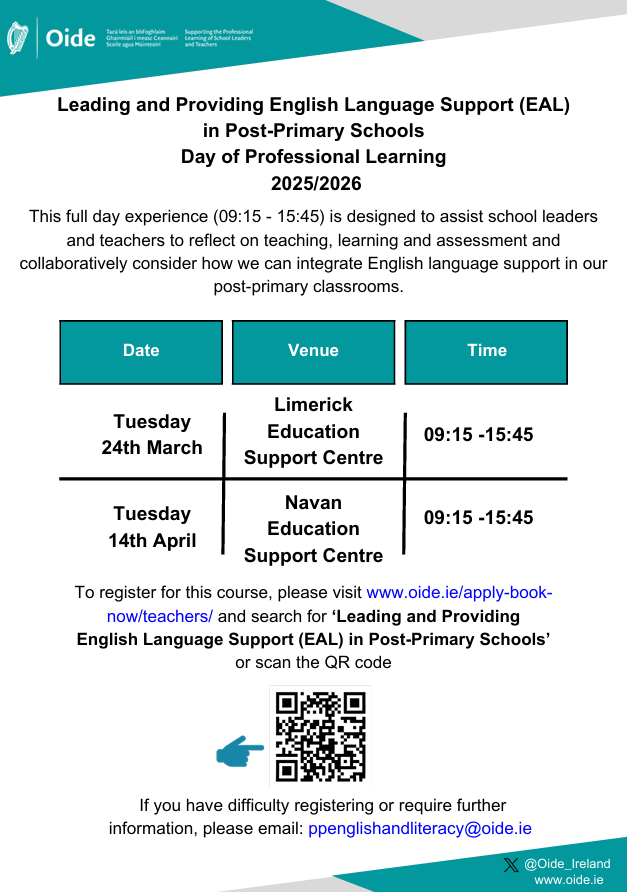 Oide Literacy Post-primary tweet media