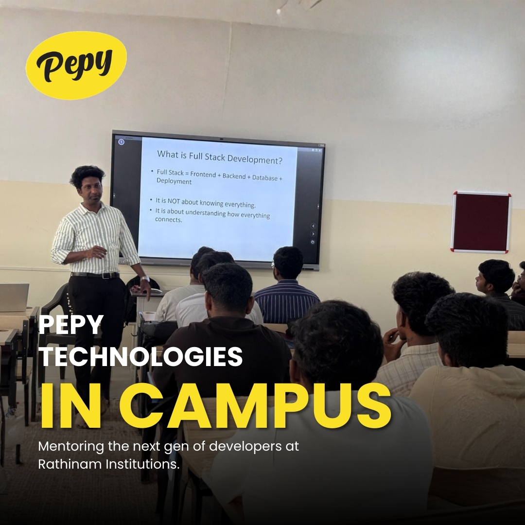 pepytech's tweet photo. Beyond the code. Beyond the pixels. 🚀

Today, Pepy Technologies took over the stage at Rathinam Group of Institutions to pull back the curtain on the Full-Stack Pipeline. 💻✨

Master the future of tech with us:
🌐 https://t.co/zddmlxcIxM

#PepyTechnologies #FullStackPipeline https://t.co/0baB8ryoYE