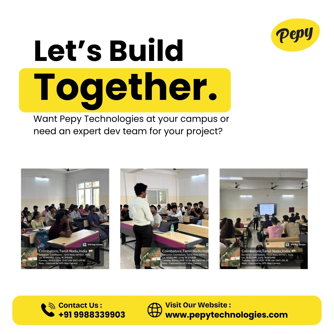 pepytech's tweet photo. Beyond the code. Beyond the pixels. 🚀

Today, Pepy Technologies took over the stage at Rathinam Group of Institutions to pull back the curtain on the Full-Stack Pipeline. 💻✨

Master the future of tech with us:
🌐 https://t.co/zddmlxcIxM

#PepyTechnologies #FullStackPipeline https://t.co/0baB8ryoYE