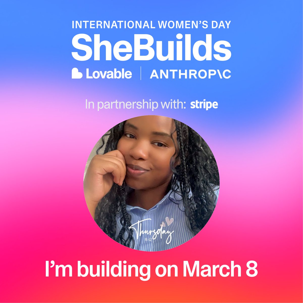 Join me and builders around the world for SheBuilds on Lovable for International Women's Day!  shebuilds.lovable.app
<a href="/Lovable/">Lovable</a>  <a href="/lovableshipped/">Lovable shipped</a>