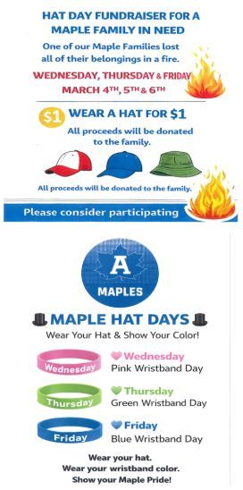 Springbrook families here is an opportunity to support a Maple Family in need 💙  
Wrist bands will be sold @ lunch time for $1 a piece