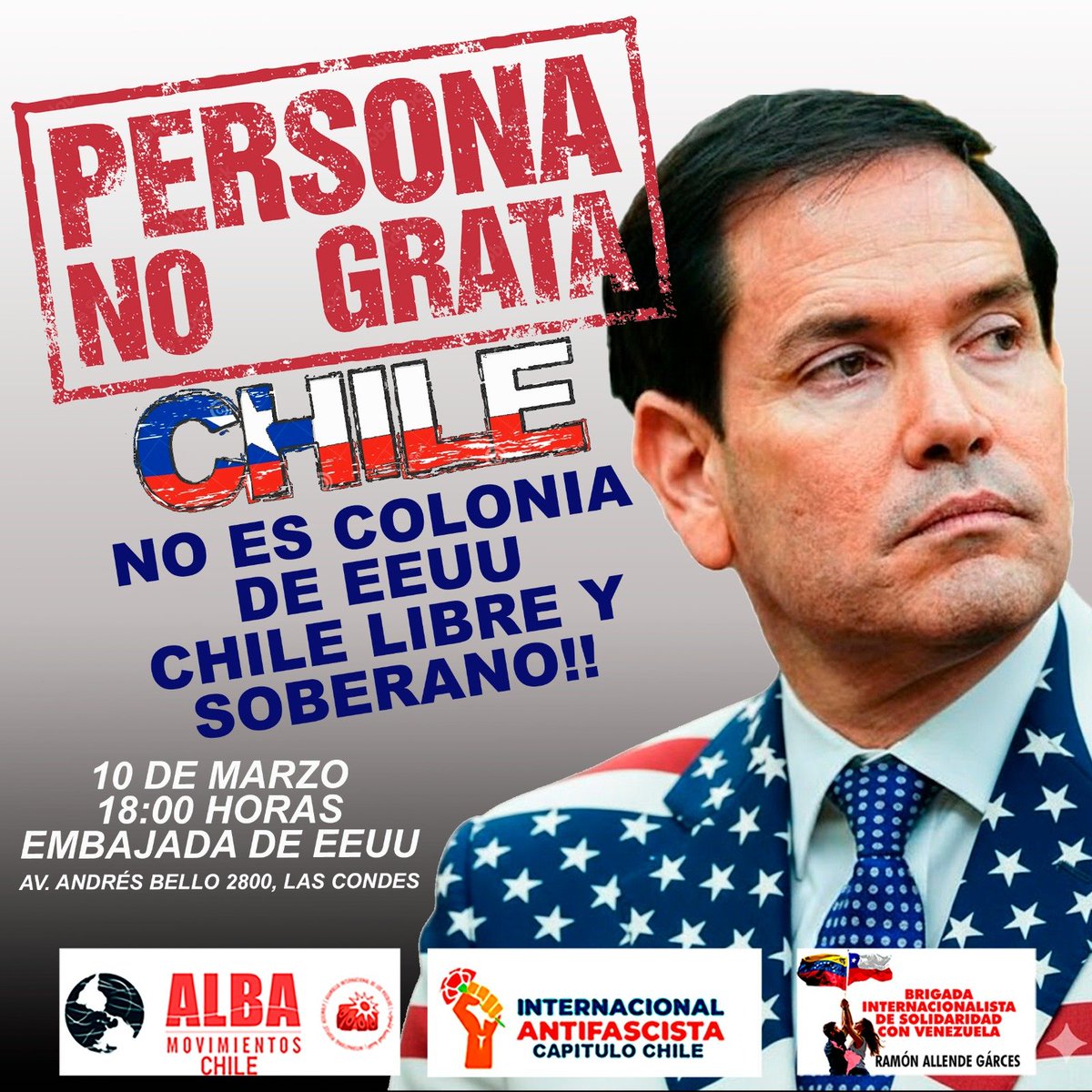 A Marco Rubio de los degenerados, pedófilos y asesinos de niñas del gobierno de Epstein los declaramos PERSONA NO GRATA en Chile. No somos Colonia de los EEUU

Irán La Moneda Merluzo Medio Oriente Kast Boric
