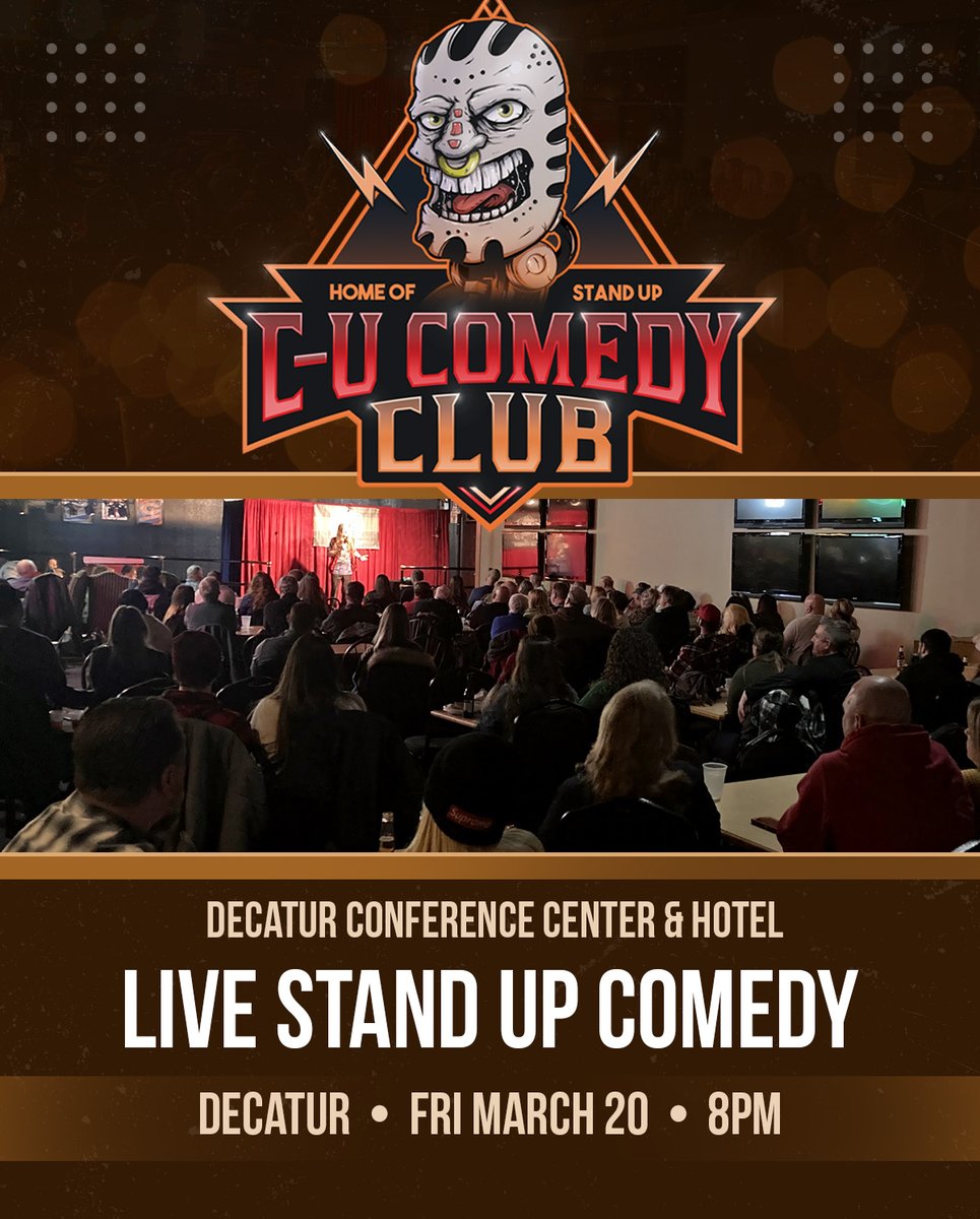 CUComedy's tweet image. Live Stand Up Comedy back in Decatur, Illinois on Friday March 20th inside the Decatur Conference Center and Hotel. Get tickets and full info at cucomedy.com/decatur

#Decatur #cucomedy #comedy #standupcomedy #illinois #centralillinois #standupcomedy
