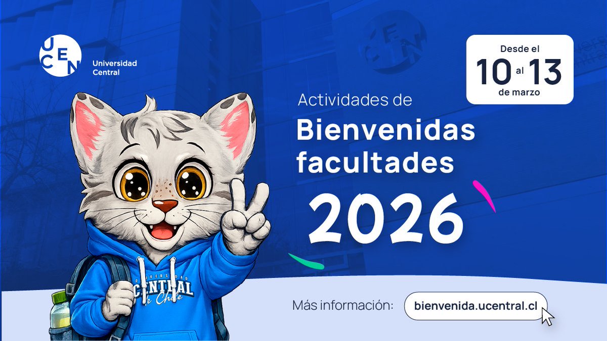 ucentral_cl's tweet photo. Estamos contando los días para recibir a las nuevas y nuevos alumnos☝🏻

Entre el martes 10 y el viernes 13 de marzo te invitamos a las bienvenidas institucionales de la universidad.

🔗 Revisa el día y hora de tu facultad y carrera en https://t.co/ztQrr395HP 📲 https://t.co/Ydn2DZzaPY