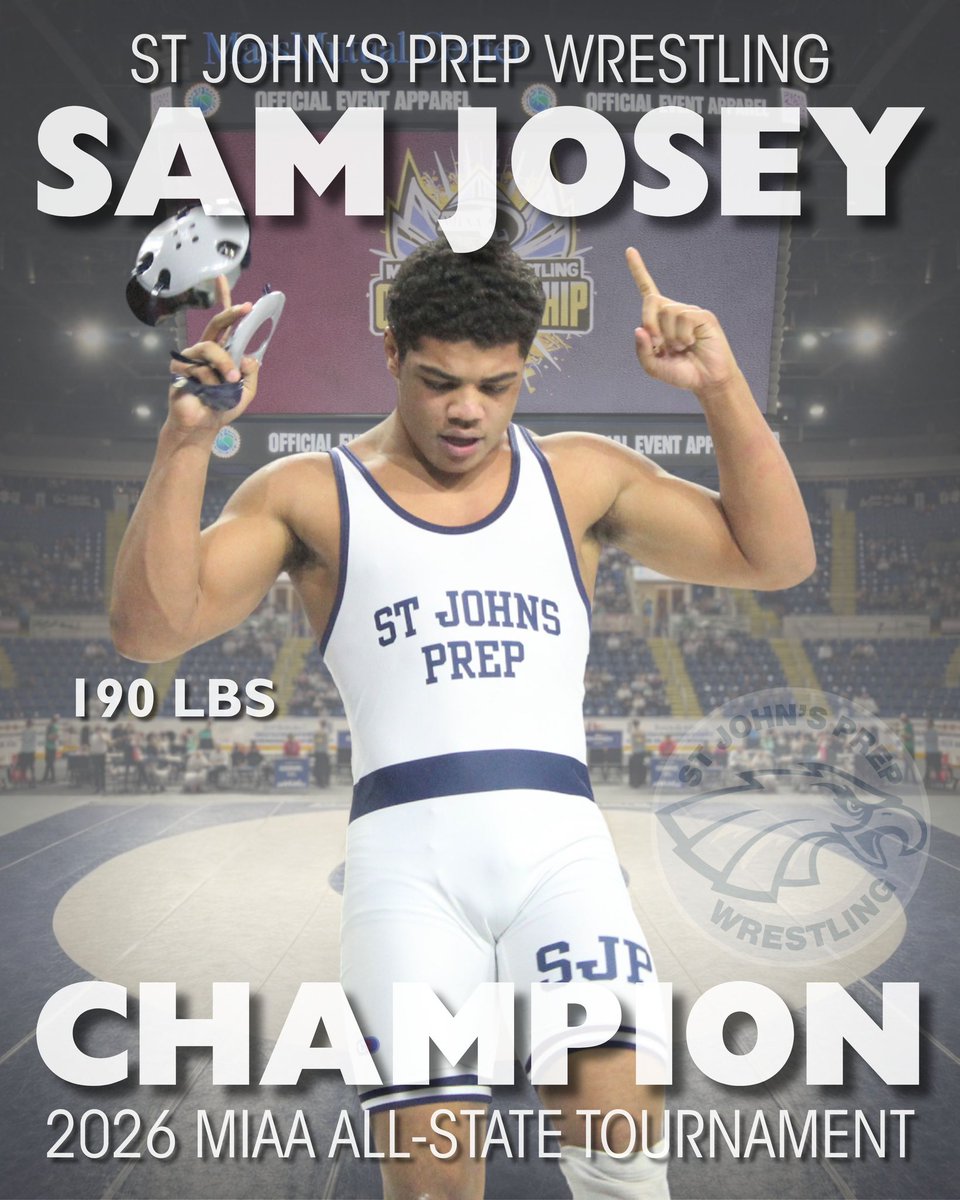 SJPWrestling's tweet photo. MIAA All-State placers:
Sam Josey (Fr), 190lbs - 1st 🥇
Jimmy Lally (Sr), 144lbs - 3rd 🥉
Octavio De Oliveira (Sr), 175lbs - 3rd 🥉
Will LaVallee (Jr), 150lbs - 4th 🏅 https://t.co/Ccg7XyFZsc