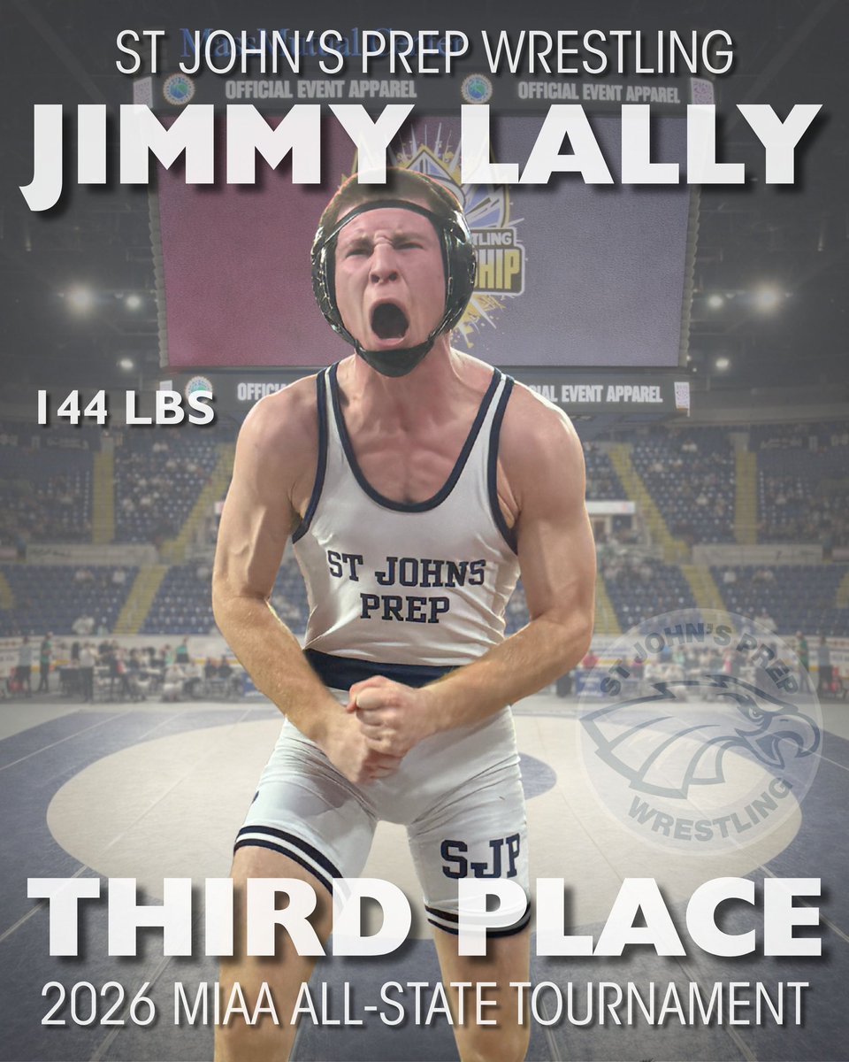 SJPWrestling's tweet photo. MIAA All-State placers:
Sam Josey (Fr), 190lbs - 1st 🥇
Jimmy Lally (Sr), 144lbs - 3rd 🥉
Octavio De Oliveira (Sr), 175lbs - 3rd 🥉
Will LaVallee (Jr), 150lbs - 4th 🏅 https://t.co/Ccg7XyFZsc