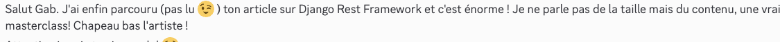 GabrielTrouve's tweet photo. Aujourd’hui, j’ai reçu un commentaire qui m’a vraiment fait chaud au cœur à propos de mon article sur #DjangoRestFramework 🧡
Du coup, je le repartage ici 👇
https://t.co/GL7QxoJhKs
#Python #Django #API https://t.co/e3vdJSfYxv