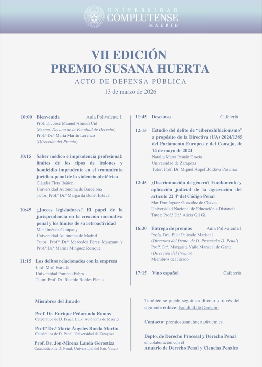 Premio Susana Huerta de D. Penal tweet media