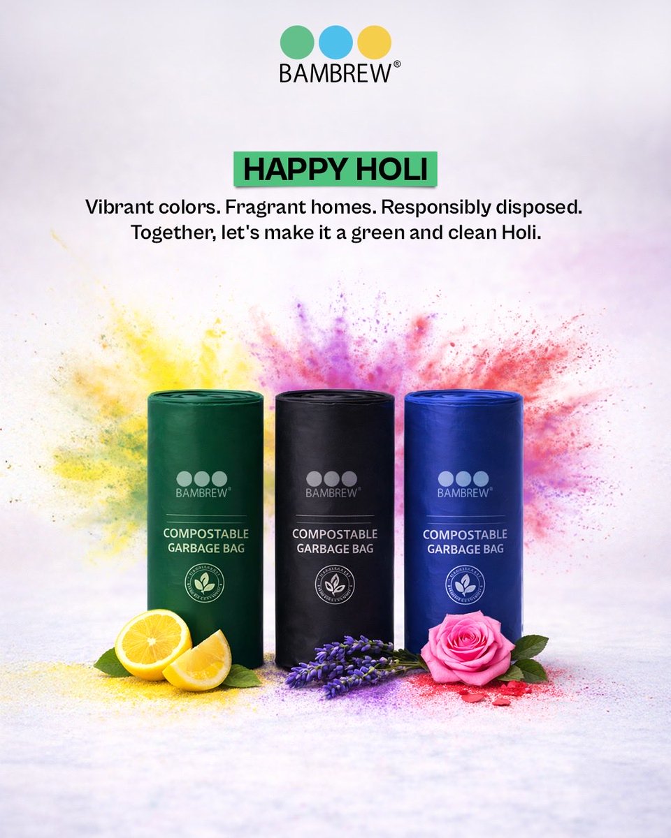 Bambrew_2019's tweet photo. Festivals bring color. Conscious choices bring impact. 🌸
This Holi, let sustainability start at home - choose better, dispose responsibly, and celebrate mindfully.
Happy Holi 💚 https://t.co/ALaS8JNUUK