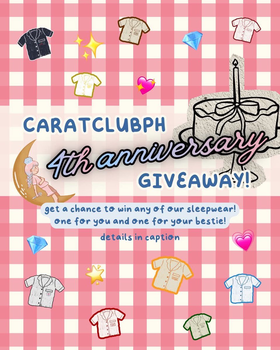 birthday giveaway! 🎉💗

to celebrate 4 cozy years, we’re giving back with a special ga! 💎

get a chance to win ur dream sleepwear for u &amp; ur bestie! 

—mbf, rt
—tag ur bestie &amp; reply with ur dream sleepwear from us! 

🫧 winner post: mar 15 

thanks for the love, besties! 💗