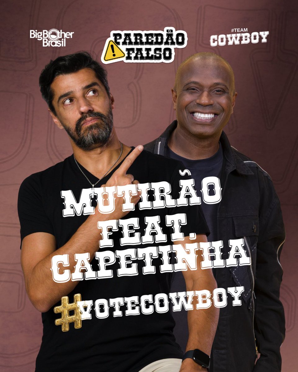 ⚽🤠 MUTIRÃO FEAT. <a href="/edcapetinha/">Edilson Capetinha 🏆</a> INICIADO 🤠⚽ 

📥 A cada 10 votos, deposite uma LETRA aqui
⏰ ENCERRA ÀS 11H
🚨 Vote #FICACOWBOY

🎯 META: 2,5K RESPOSTAS

🖥 LINK: gshow.globo.com/realities/bbb/   

#VOTECOWBOY #BBB26