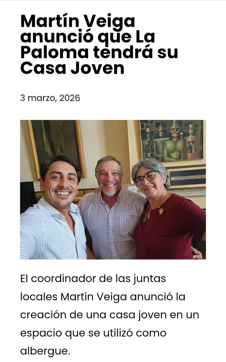 podemosrocha's tweet photo. La Paloma tendrá CASA JÓVEN 
Así lo anunció nuestro referente @martinveigauy luego de una reunión con el intendente Alejo Umpierrez y la concejal por nuestra agrupación,  Lic. Sandra Rocha

¡Ganan los jóvenes! https://t.co/zFuQitBPG6