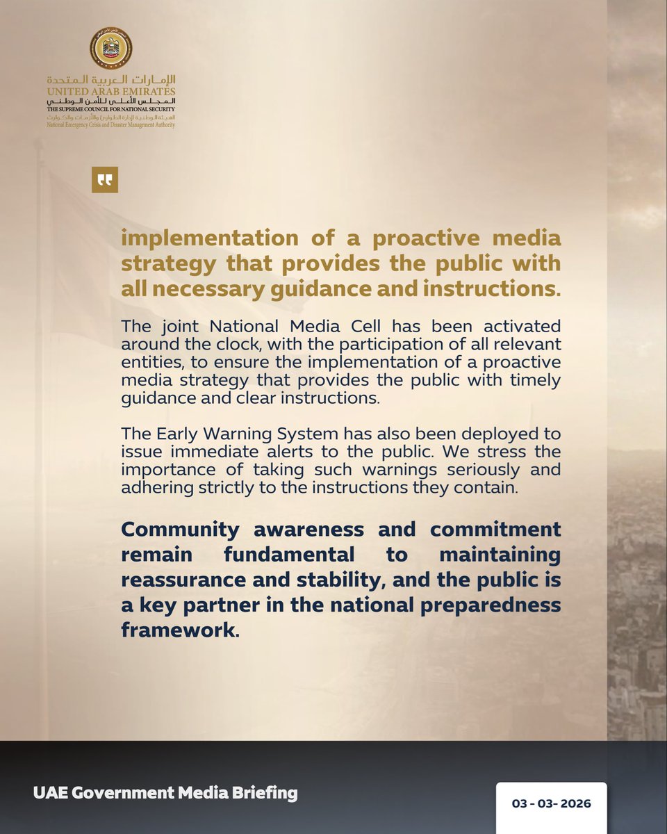 NCEMAUAE's tweet photo. The #UAE Government Media Briefing for the latest developments of the current situation in the country. https://t.co/JxhqHWCzu3