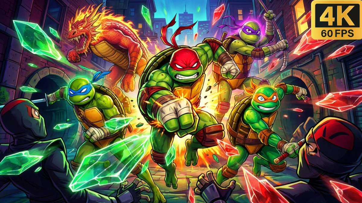 MatveyGameZone's tweet photo. Новый эпик в TMNT Legends! Леонардо сраж��ется с огненным драконом, пока Шреддер и Догпаунд сеют хаос. 4K геймплей без комментариев — чистый экшен! Смотрите полное видео на канале Matvey Game Zone:  
https://t.co/OvL9oXp35Z 
 #ЧерепашкиНиндзя #TMNTLegends #Геймплей4K #TMNT https://t.co/2qSRAzaC6d