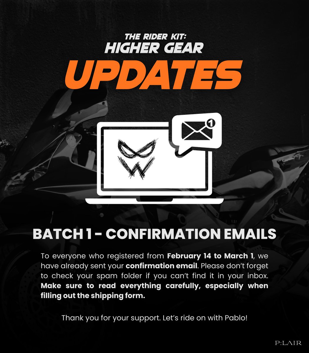 We have sent the first batch of confirmation emails! 📧

Make sure to check your inbox and your spam folders. 🏍️🏁 

#WASontheRoadwithPABLO
<a href="/imszmc/">PABLO</a> #PABLO