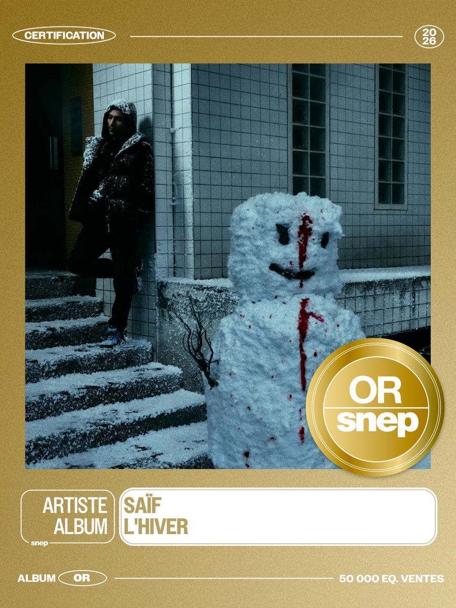« L’hiver » de Saïf est certifié OR.

0 tentative de hit bizarre 
100% rap 
8 titres, 8 bangers
Pas de rééditions 
UNIQUEMENT dispo en streaming 

Masterclass 👏📀