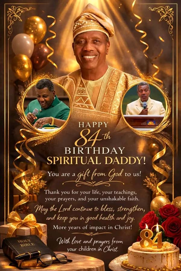 engr_abya's tweet photo. Happy Birthday to our lovely Daddy G.O.! 

May heaven release your heart’s desires as a special birthday package in Jesus mighty name. Amen.

Wishing you more grace, strength, and divine wisdom. https://t.co/pLIQJI6mit