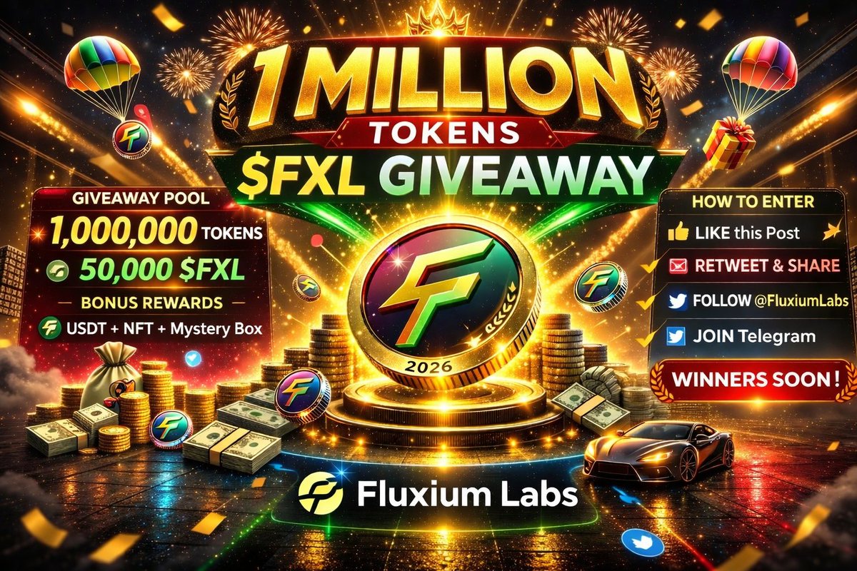FluxiumLabs's tweet photo. 🔥 Get 1,000,000 $FXL FAST!🔥

Biggest airdrops of 2026! 🔥

 1M tokens for 2,000 participants 🪙 

✅ Follow us
✅ Like &amp; RT this post
✅ Drop your #BSC wallet address 
⚡ Important: Tokens will be sent 48 hours before listing directly to your wallet! #DeFi #DEX #Airdrop #Web3 https://t.co/risKGvYu3A