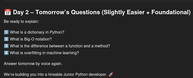 viniMVSS's tweet photo. Ontem comecei minha preparação para vagas de Junior Python Developer e  Data Scientist. Estou utilizando IA para simular entrevistas técnicas  reais. A ideia é usar o ChatGpt para a entrevista, feedback da fala em inglês e o Gemini para me aprofundar nos problemas passados. https://t.co/W0m5jc6lSx