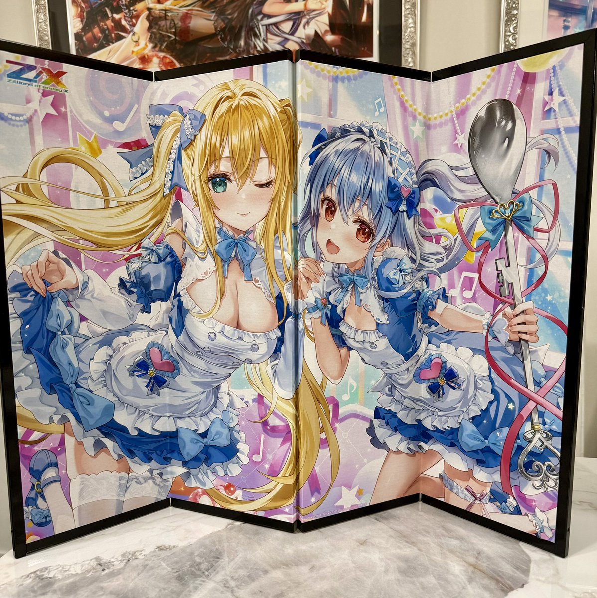 「あづみとリゲルの屏風を頂きました すごい高級仕様! 手に取っていただいた方ありが」|藤真拓哉のイラスト