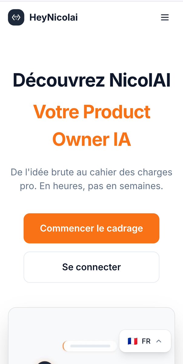 Et voilà, heynicolai.com est maintenant dispo en prod !

Pour le lancement c'est 29€ au lieu de 49€ le cadrage COMPLET !

A la fin vous avez un cahier des charges complet et exploitable.

Faites moi vos retours ou dites moi ce qui vous bloque 🙏🏼