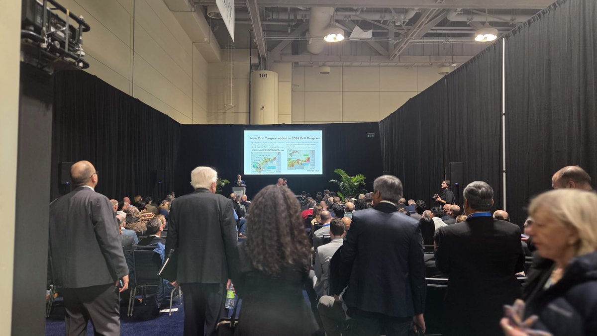 FireFoxGoldCorp's tweet photo. 🔥 Full House at PDAC 2026

Standing room only yesterday for Patrick Highsmith’s FireFox Gold presentation at the PDAC Forum for Investors – Gold Session 1.

If you missed the presentation, visit us at Booth #2932 during PDAC for the latest updates!

#Gold #PDAC2026 #Finland https://t.co/PevHYs6ZiE