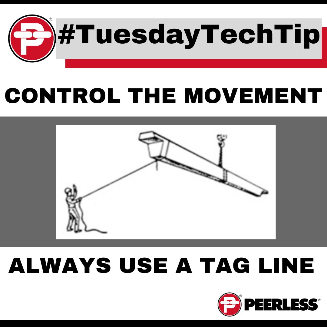 #TuesdayTechTip - When lifting long, well-balanced loads, attach a rope or tag line to one or both of the ends of the load to help control movement. This will help stability while reducing the load's ability to spin or rock on the crane hook while being lifted or transferred.