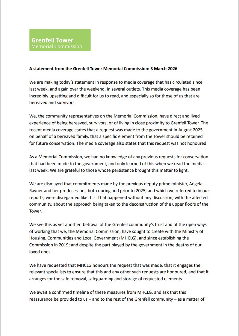 Grenfell Tower Memorial Commission tweet media