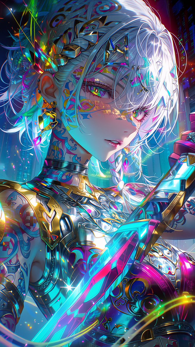 MytiMuffyn's tweet photo. Blade in hand, take a stand — neon light ignites this land.
光る刃、構える姿 — ネオンの煌めき、この瞬間はあなたへ。
#AIart #AIイラスト #BladeInHand #TakeAStand #CyberFighter #未来都市 #3DCG #幻想世界 https://t.co/s3WfHXWoC8