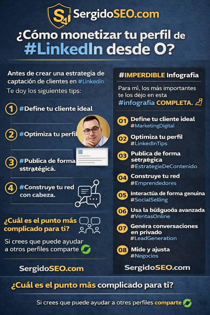 SergidoSEO's tweet photo. La mayoría usa LinkedIn para buscar empleo.

Los que facturan lo usan para:

• Posicionarse
• Generar confianza
• Crear conversaciones
• Cerrar oportunidades

#LinkedIn #MarketingDigital #Emprender #VentasOnline #MarcaPersonal #SEO #SocialSelling #Negocios https://t.co/c4q3eqNG0n