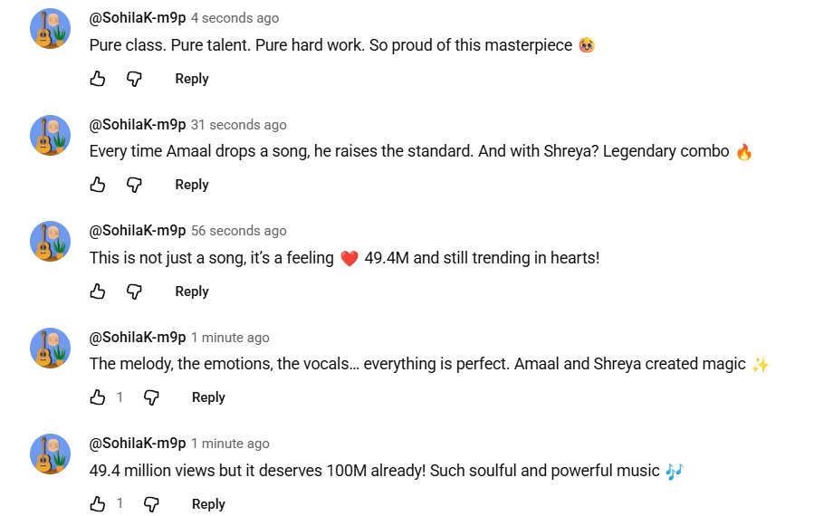 KSohila772's tweet photo. #Amaalians, let’s do a quick activity!

YT views are stuck! Let’s push for 50M, this song deserves all the love!

Yt : https://t.co/eilZJuXceV

Go to YT, drop 15 comments, take SS,  &amp; share them!💪❤️ #AmaalMallik #YahinGuzaarDoon
@AmaalMallik https://t.co/cU47WHl363