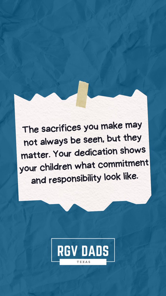 rgvdads's tweet image. Tuesday – Sacrifice with Meaning

The sacrifices you make may not always be seen, but they matter. Your dedication shows your children what commitment and responsibility look like.

#family #fyp #dedication #texas #rgvdads