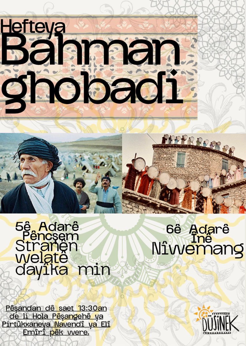 yönetmen haftasında Bahman Ghobadi filmleriyle gösterime bekleriz