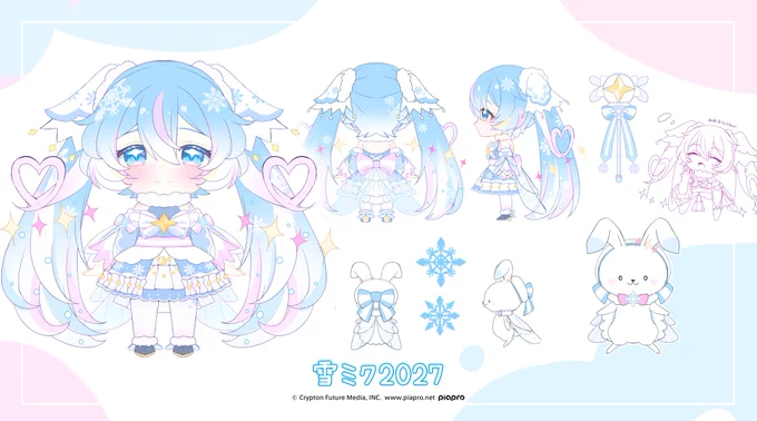 雪ミク2027デザイン 雪虫をモチーフにゆるふわな衣装を考えました 羽化する時期がほかの虫より遅いので、ミクちゃんも少し早起きが苦手な様子…。.*:゜❆ #初音ミク #雪ミク2027