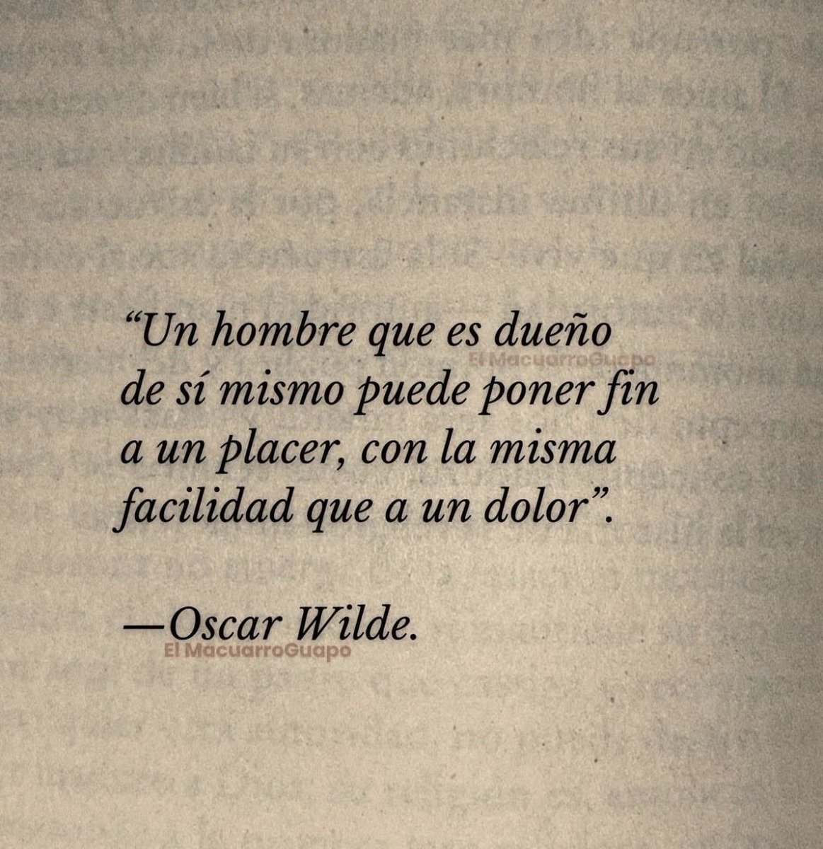 Efectozen1's tweet photo. Un hombre que verdaderamente se gobierna a sí mismo es capaz de terminar un placer con la misma facilidad con la que pone fin a un sufrimiento.

— Oscar Wilde https://t.co/6WlTW7pO3g